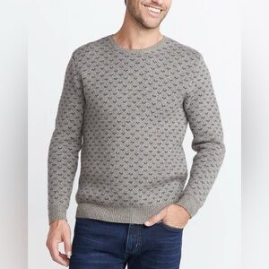 Marine Layer Nicholas Crewneck Wool/Cotton Blend Sweater In Gray/Blue Size L